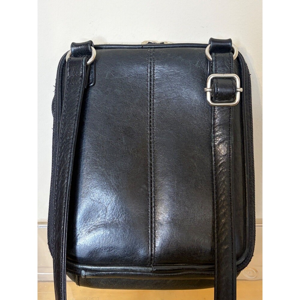 Vintage Fossil Black Leather Crossbody Travel Purse Shoulder Bag - Picture 7 of 14